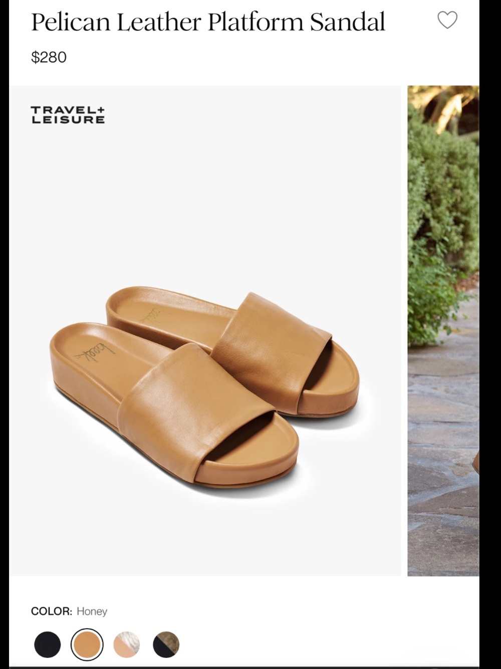Beek Honey Leather Platform Slide Sandal. Size 9 Like New $280